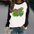 thumbnail image 1 of PENGXIANG T-Shirt de la Saint-Patrick pour Femmes Printemps Patchwork Imprimé Manches Longues Col Décontracté, 1 of 3