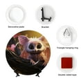 thumbnail image 4 of Cauagu Adorable Fluffy Bat Print Bone China Decorative Plate, Wall Mount Plate Holiday Decor Decorative Ceramic Plates with Stand Elegant Household Plates Decorative-8in, 4 of 6