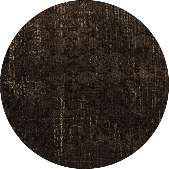 Ahgly Company Indoor Round Abstract Brown Modern Area Rugs, 7' Round