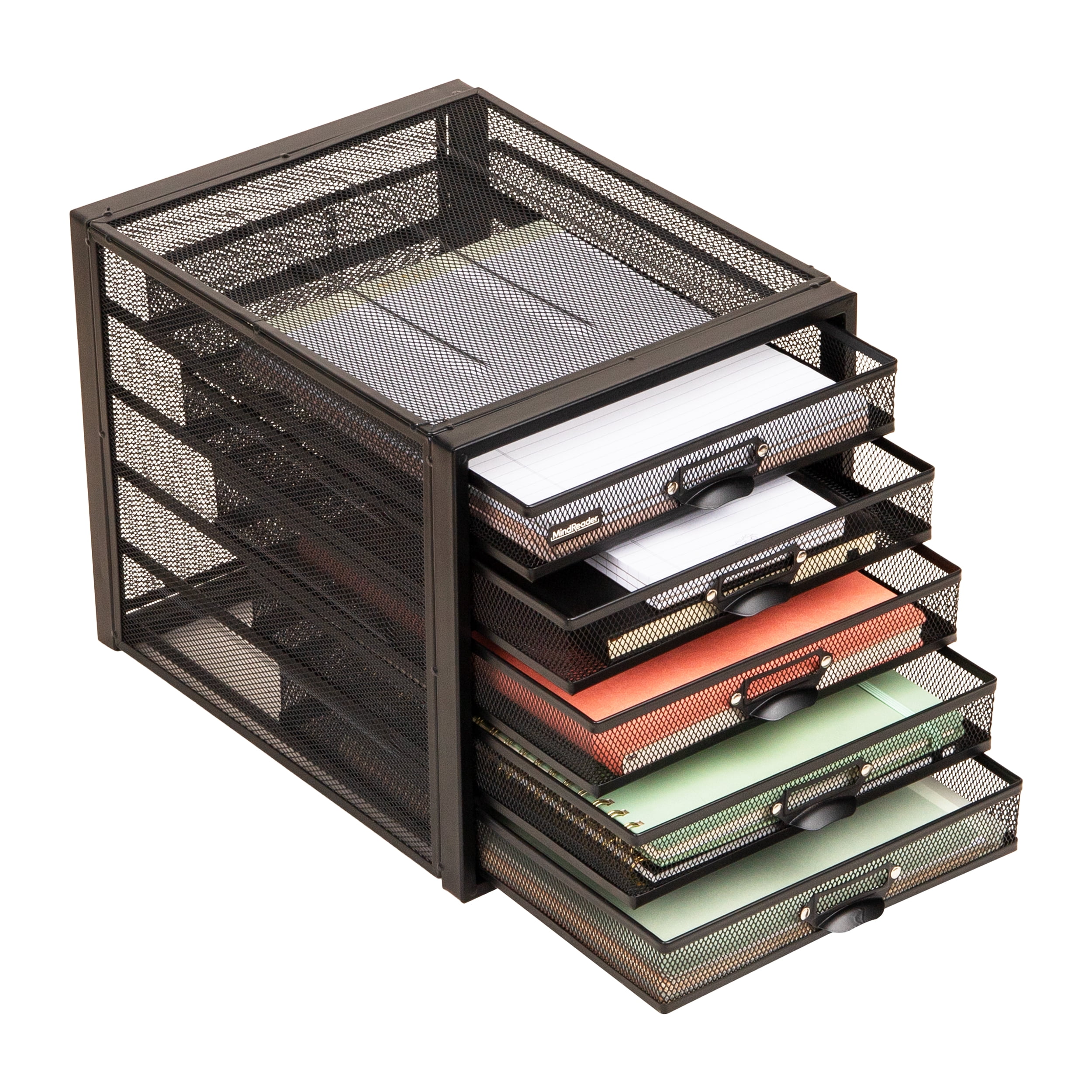 Mind Reader File Storage Drawers, Desk Organizer, Multi-Purpose, Crafts, 11"L x 14"W x 11"H, Black