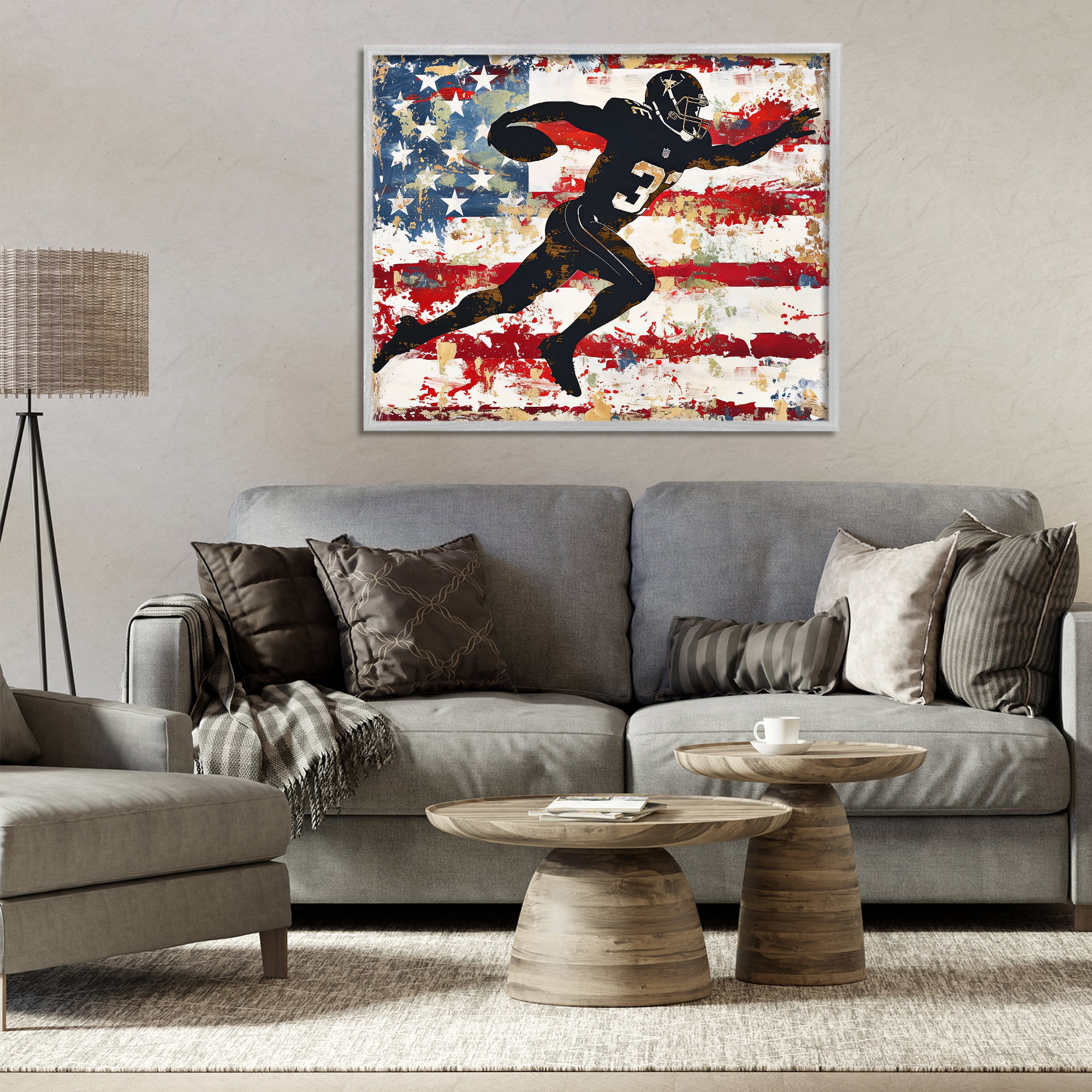Stupell Industries Gridiron Glory Player Gray Framed Giclee Art, design by Ray Powers
