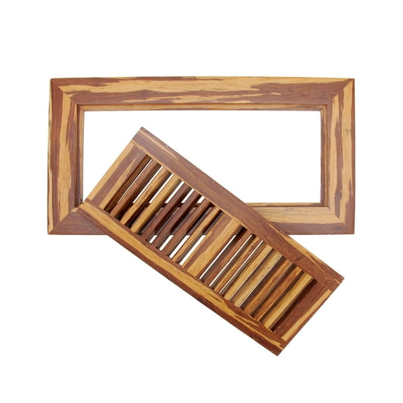 BambooMN 6 3/4" x 12 5/8" Strand Woven Bamboo Floor Register Air Vent Flat Cover - Tiger - 2 Covers