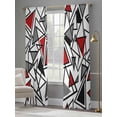 thumbnail image 4 of Abstract Lines Sheer Curtains 2 Panels Set Black Gray Red Triangle Geometric Modern Sheer Window Curtains Light Filtering Rod Pocket Voile Drapes for Bedroom Living Room 52"X96", 4 of 8