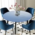 thumbnail image 3 of Light Blue Ombre Round Fitted Tablecloth with Elastic Edge, Waterproof Table Cloth Table Cover for 55"-60" Tables, Modern Rustic Aqua Gradient Tablecloths for Dining Picnic Indoor Outdoor, 3 of 9