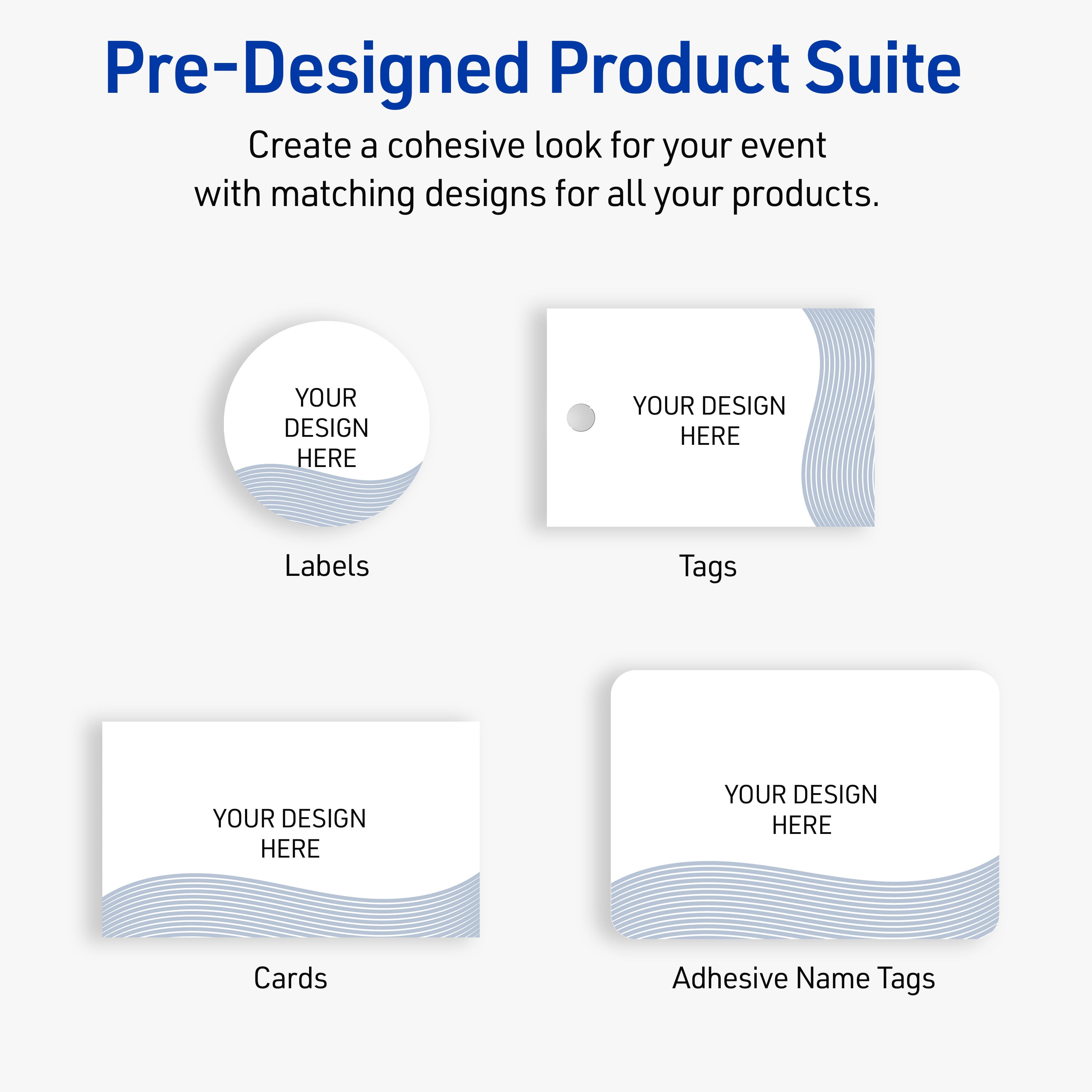 Avery Labels, 2" x 2", Matte White, Blue Waves Design