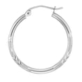 thumbnail image 3 of Wellingsale 2mm 925 Sterling Silver Hinged Diamond Cut Polished Hoop Earrings - 25mm Diameter, 3 of 7