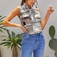 thumbnail image 5 of Abstract Geometric Muted Art Blouses Women Bow Tops Elegant Sleeveless Office Work Shirt Casual Holiday Women's Tops, 5 of 6