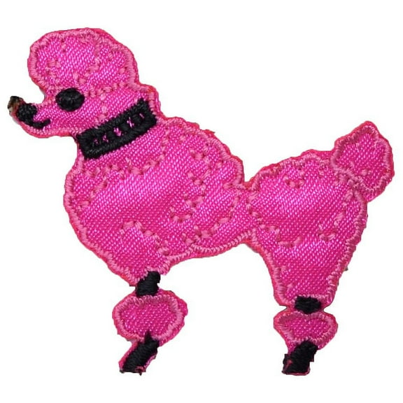 XS Hot Pink Poodle - Dog Facing Left - Iron on Applique/Embroidered Patch