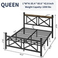 thumbnail image 2 of ChicZhiNest Queen Size Bed Frame with Headboard & Footboard,LED Lights Heavy Duty Metal Bed Frame Twin with Power Outlet & USB Port, 11.8 " Under Bed Storage, Black, 2 of 8