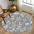 thumbnail image 2 of Gray Sage Leaves 5FT Round Area Rugs for Living Room Boho Floral Leaf Ultra-Thin Non-Slip Round Rugs Machine Washable Low Pile Circle Carpet for Bedroom Kitchen Nursery, 2 of 9