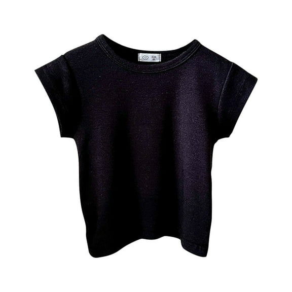 XQYLOS Girls Ribbed Short Sleeve T-Shirt Lightweight Thin Waistcoat Top Spring Summer Fall Casual Comfortable Everyday Wear