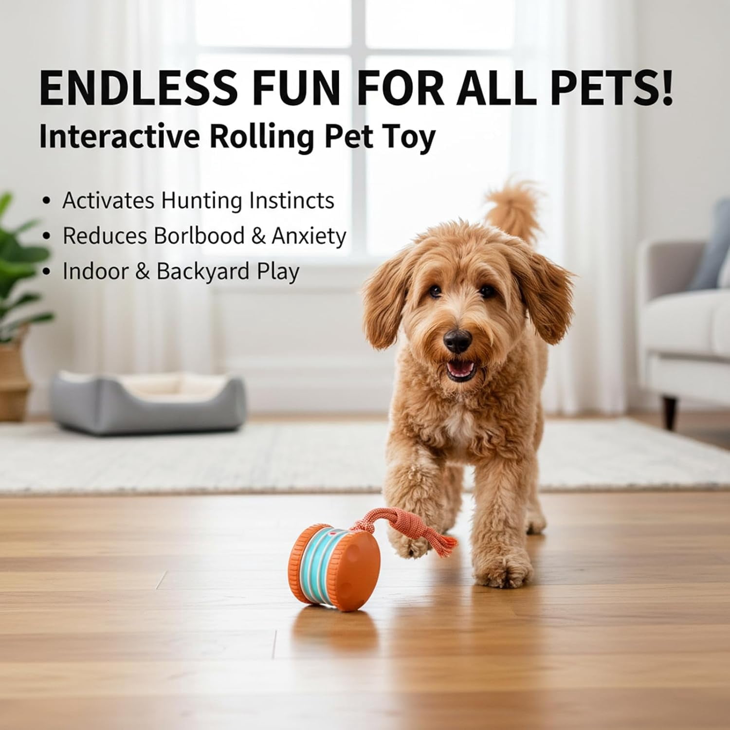 2026 New Interactive Smart Rolling Pet Ball – Motion-Activated Squeaky Chase Toy for Small, Medium & Large Dogs