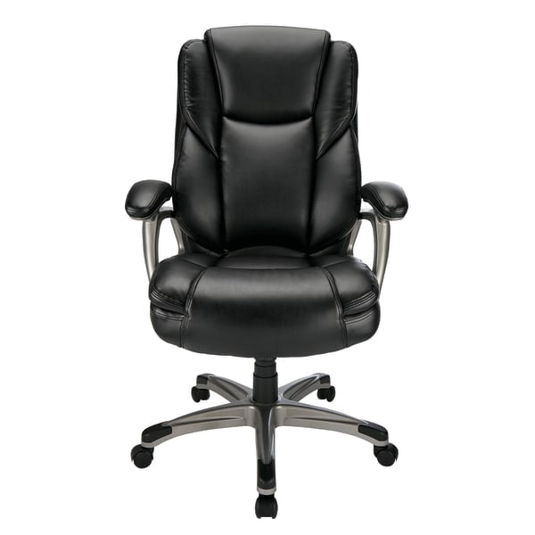 Realspace® Cressfield Bonded Leather HighBack Chair, Brown/Silver Office Products atelier