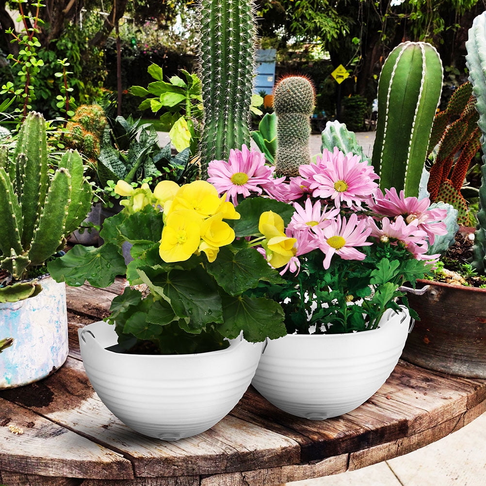 UPOUART Set of 4 White PVC Hanging Plant Holders for Indoor Plants, Balcony Flower Pots, Decorative Baskets for