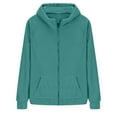 thumbnail image 5 of Sakmal Zip Up Womens Jackets Green Workout Fleece Jacket Solid Hooded Cropped Coats for Women, 5 of 5
