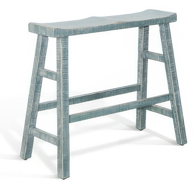 Banc Hauteur Bar Rena, 33 Pouces Bois Rustique d'Acajou Vert Herbe de Mer