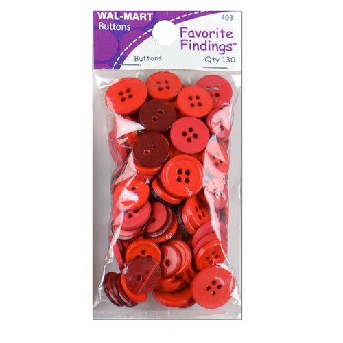 Simplicity Favorite Findings Red Mixed Size Round Buttons, 130 Count