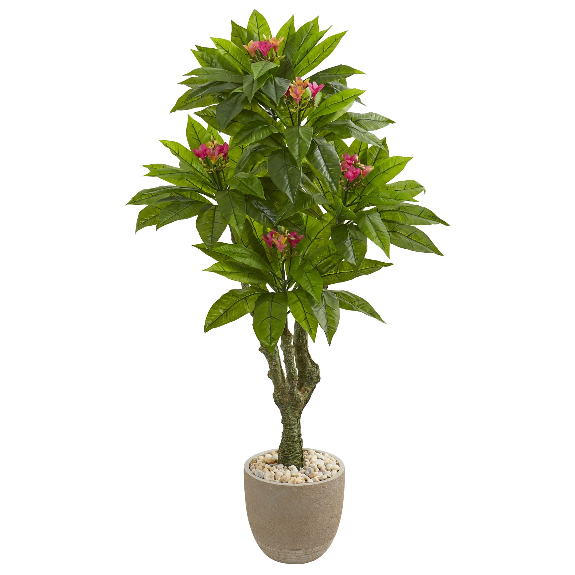 Nearly Natural 5Ft. Plumeria Artificial Tree in Decorative Planter UV