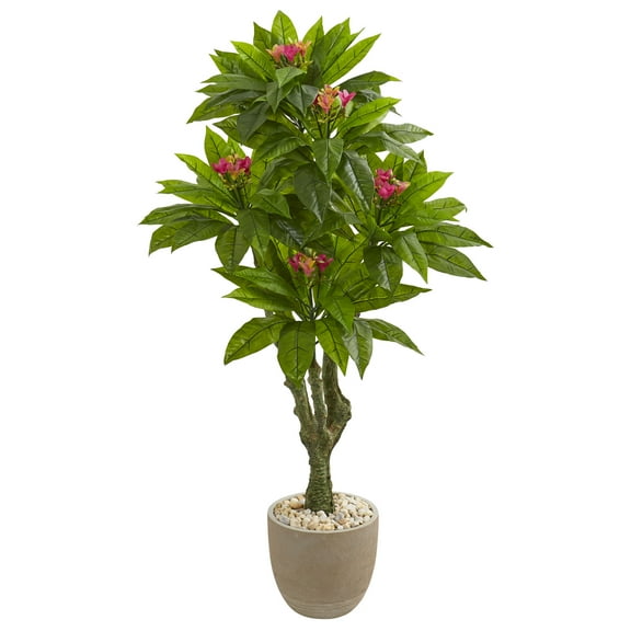 Nearly Natural 5' Plumeria Artificial Tree in Decorative Planter