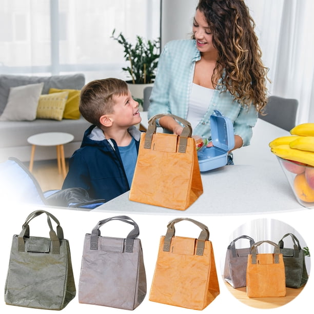 Bolsa térmica aislante con forro de papel de aluminio - impermeable y resistente al aceite - Exterior de papel Kraft - 20cm x 16cm x 24cm para oficina y trabajo
