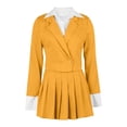 thumbnail image 6 of Arlun Womens 2 Piece Short Skirts Outfits Cropped Lapel Two-Piece Blazer Jacket and High Waist Pleated Mini Skirt Sets Business Casual Lightweight Comfy Suits 2-Yellow XL, 6 of 6