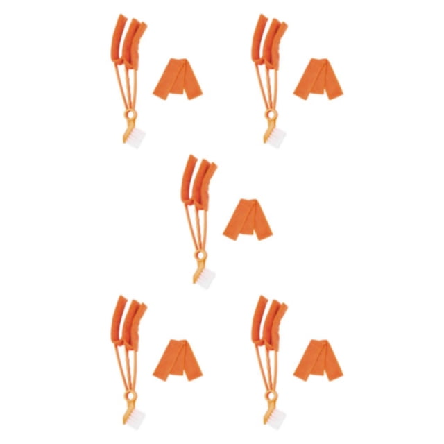 Advancent Cepillo de limpieza de microfibra de doble para persianas y limpiador de ventanas, plumero, operación con una mano, naranja + paño Type2 NO2