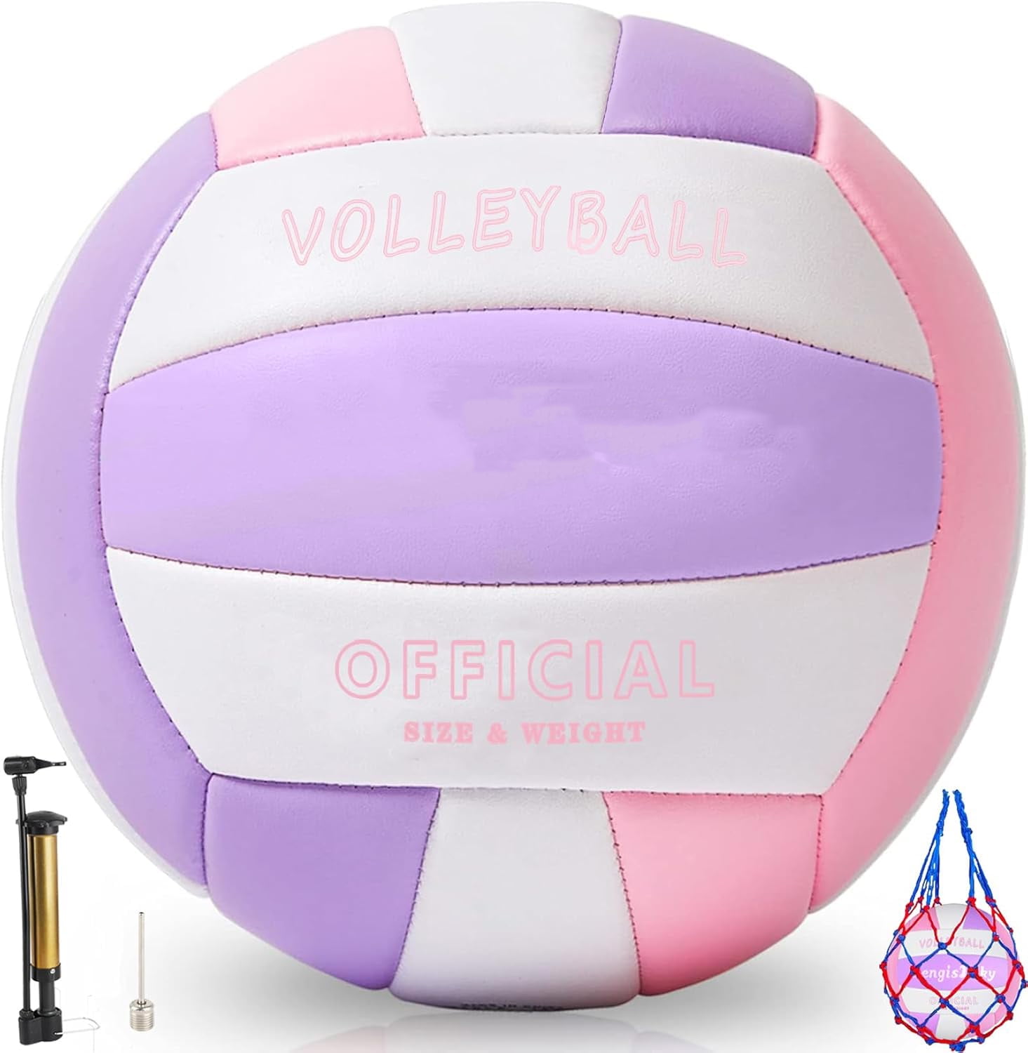 Soft Touch Volleyball Kit - PU Leather Volleyball for Outdoor Indoor Play Beach Game Gym Training Practice with Pump