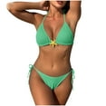 thumbnail image 4 of UTSJKR Women Two Piece Swimsuit Sexy Swimwear Halter String Triangle Bikini Sets Solid Summer Beach Bathing Suits Green M, 4 of 9