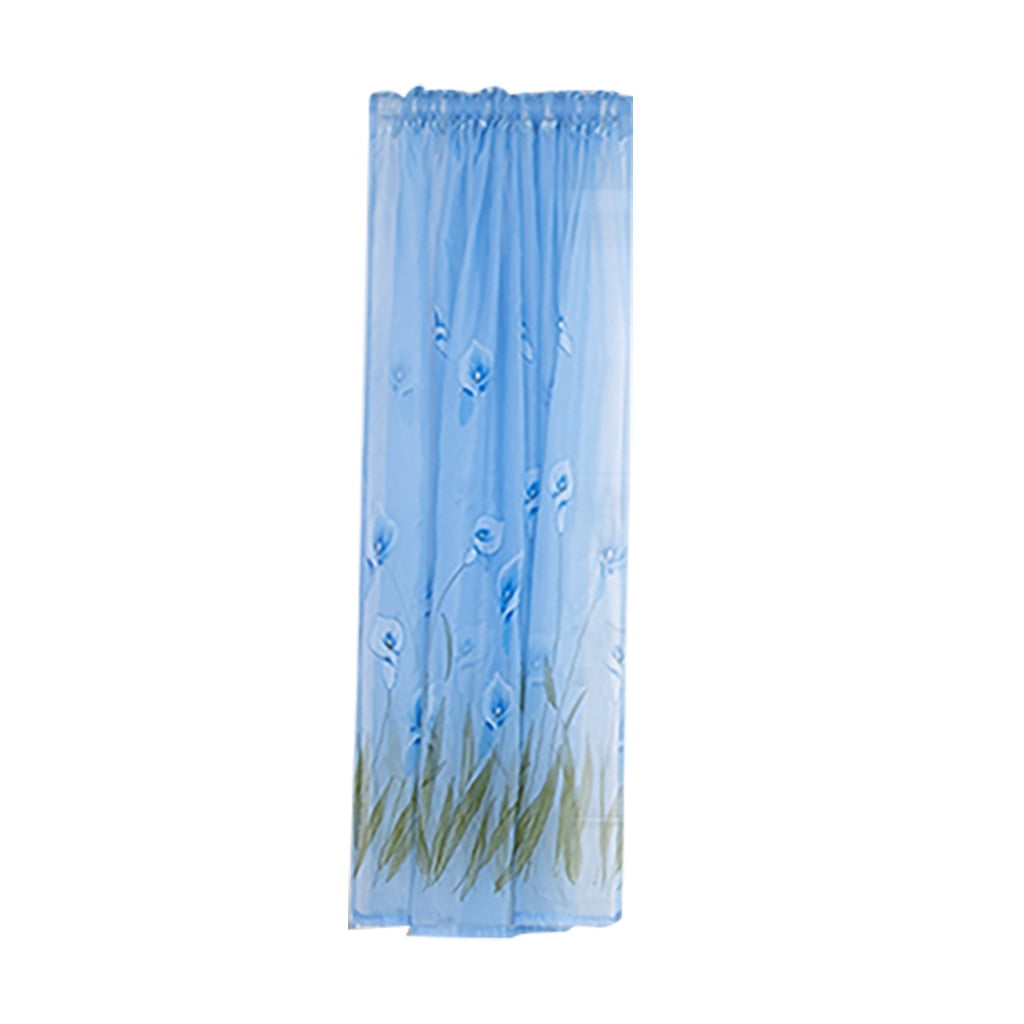 Lloopyting Contemporary Blue Daffodil Flower Blackout Curtains, 100 x 130 cm
