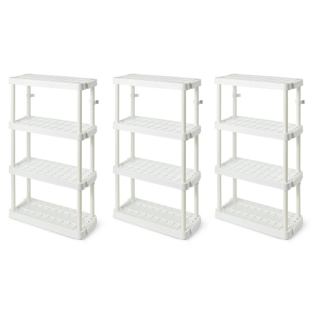 Gracious Living Étagère de Rangement à 4 Tablettes Réglables, Capacité Moyenne, Blanc