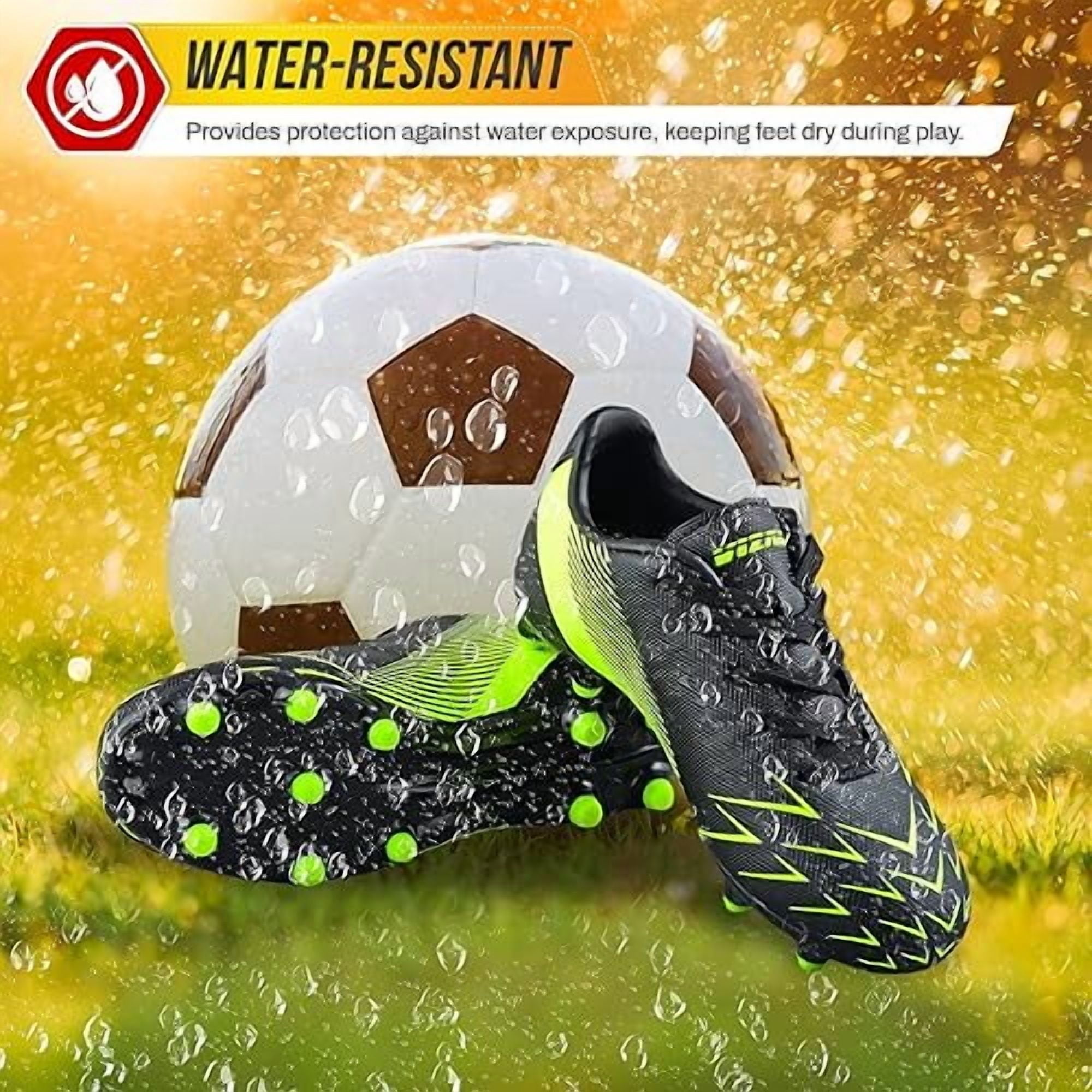 Vizari Ranger Firm Ground Soccer Cleats for Kids – Durable, Comfortable, and Lightweight Soccer Shoes for Toddlers, Little Kids, and Big Kids, Black/Neon Green, 2.5