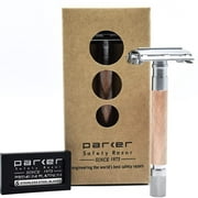 Parker Safety Razor 74R Butterfly Twist-to-Open Double Edge Safety Razor with 5 Parker Platinum Blades (Rose Gold)