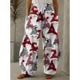 thumbnail image 4 of Pantalones de seda de leche, pantalones de cintura elástica, pantalones de cintura alta, pantalones de pierna ancha, pantalones de muslo con estampado navideño fino, 4 of 6