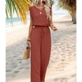 thumbnail image 4 of Osfvolr Jumpsuits for Women 2025 Summer Ruffle Sleeves Square Neck Rompers Drawstring Overalls with Pockets Orange Color XL, 4 of 7
