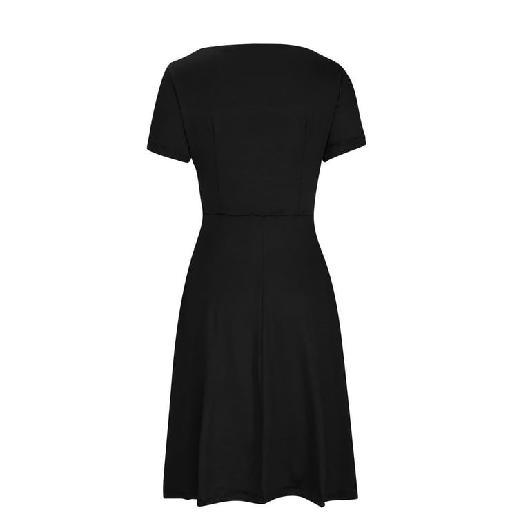 Cfhntfmh Plus Size Dresses for Curvy Women Elegant Short Sleeve Tunic Dress Cross V Neck Belted Party Dress