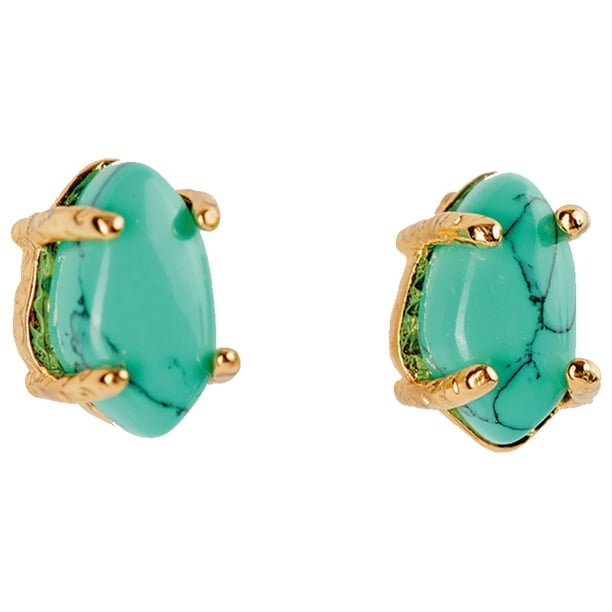 Aretes Mujer LuckyLy con Cuarzo Rosa Lapislázuli o Turquesa Baño de Oro 18k Modelo Ivy UNITALLA