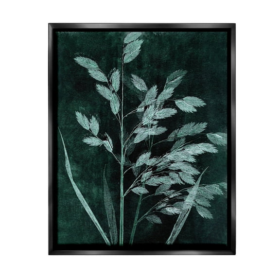 Stupell Industries Green Botanical Imprints Botanical & Floral Painting Black Floater Framed Canvas Art Print Wall Art, 17 x 21