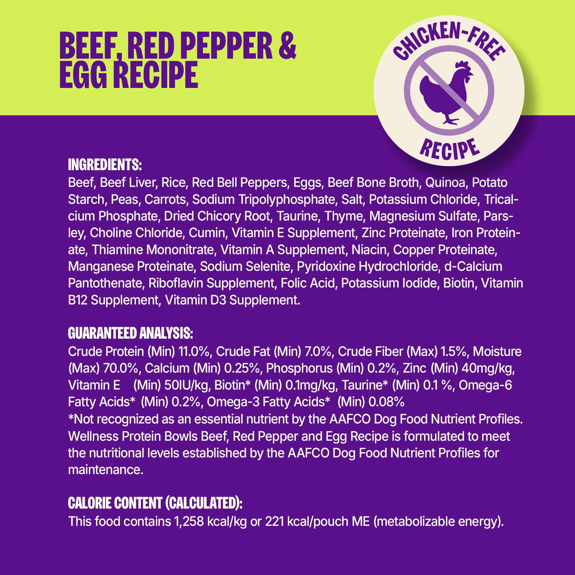 Wellness Protein Bowls, Adult Fresh Alternative Dog Food, Wholesome Grains, 6.2 Ounce Pouch, 6 Pack, (Beef, Red Pepper & Egg Recipe)