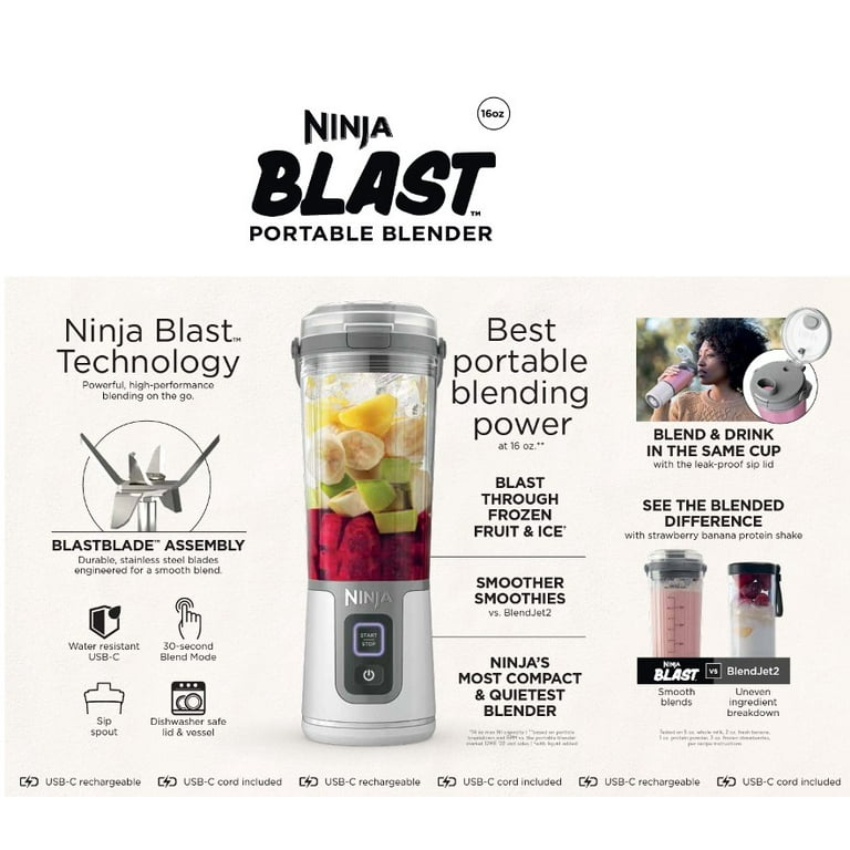 Free Shipping! Ninja Portable Blender 16 oz with Leak Proof