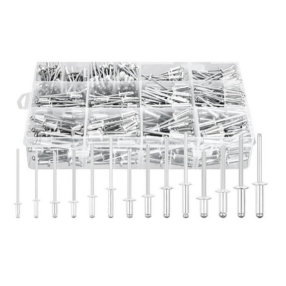 600Pcs Pop Rivets Assortment Kit, 14 Sizes Aluminum Rivets 3/32inch 1/8inch 5/32inch 3/16inch, Assorted Rivets