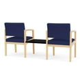 thumbnail image 3 of Lenox Wood Reception Waiting 2-Seat Tandem Center Table / Natural Wood / Blue, 3 of 4