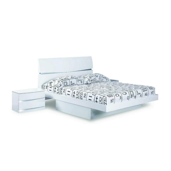 80'' X 79'' X 42.5'' Modern Eastern King White High Gloss Bed