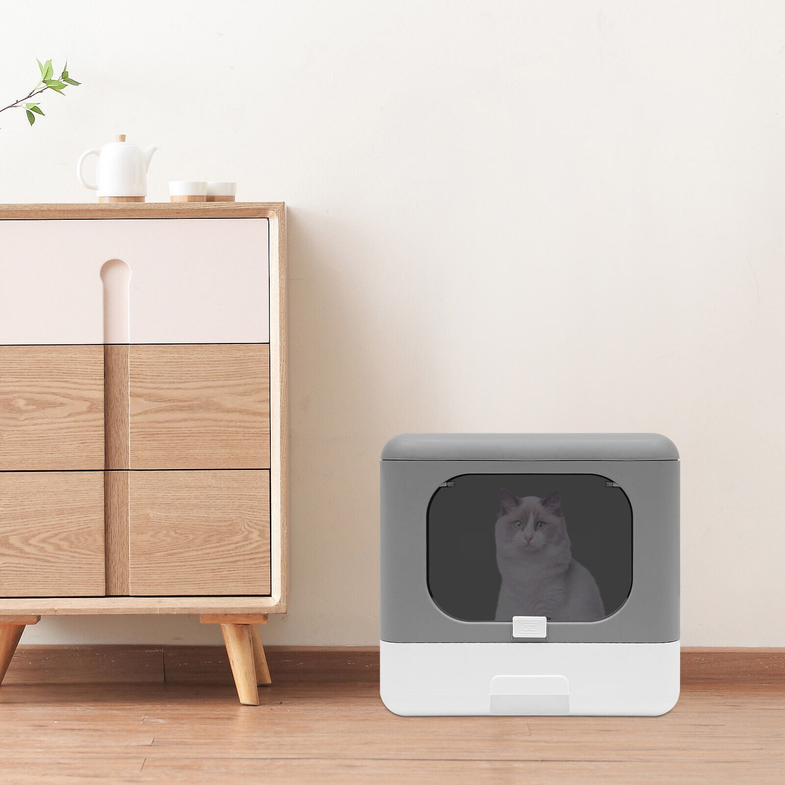 SelfCleaning Hooded Cat Litter Box Enclosed Kitty Toilet Box Tray with