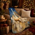 thumbnail image 3 of Traditional decorative motif Scene Holy Family Angel Lambs Peaceful, Warm Flannel Blanket for Living Room and Family Room, Festive decorative motif Scene, Art Lovers Christmas Gift, 3 of 7