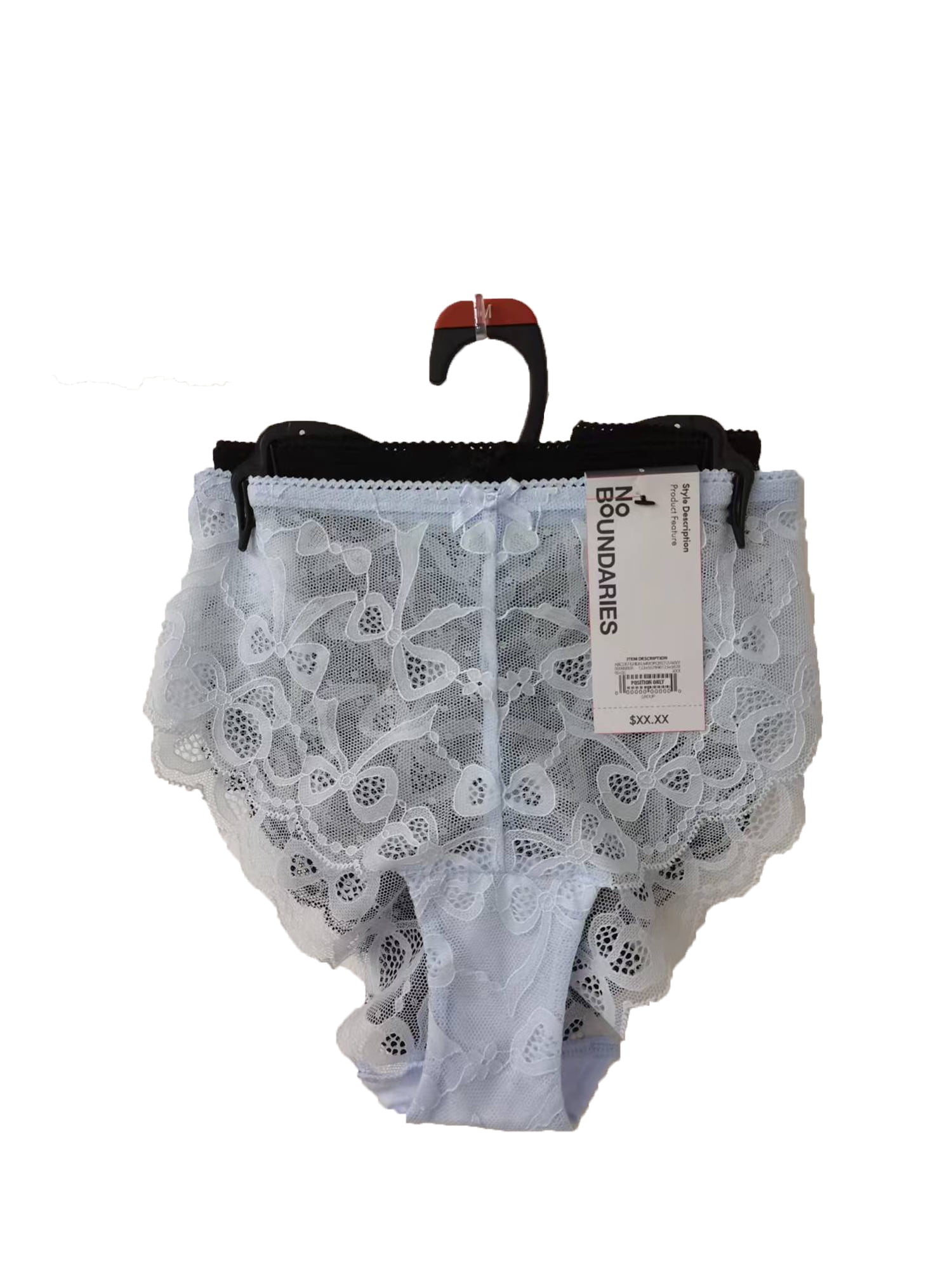 No Boundaries Women’s Bow Lace Cheeky Underwear, 2-Pack, Sizes XS-XXXL