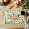 thumbnail image 2 of Placemats 1 Pack, Easter Bunny Woven Placemat, Linen Place Mats for Kitchen/Dining Tables, Spring Easter Eggs Floral Sage Green Check Washable Table Mats for Party, 2 of 8