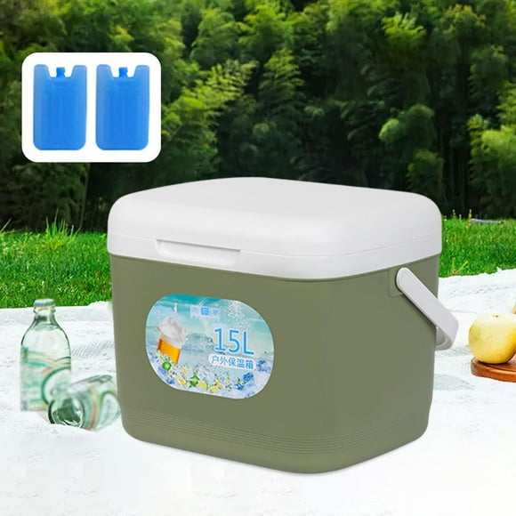 Nevera portátil clásica personal de 15 l para bebidas frías y calientes, ideal para hombres y mujeres. Parrilla. Verde
