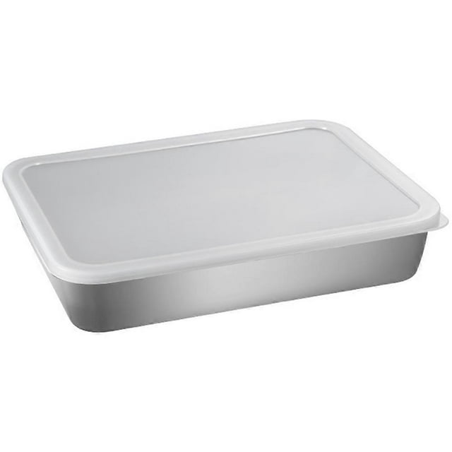 Durable Stainless Steel Baking Tray with Wire Rack for Easy Storage and Baking Silver 13.5 x 9.5 Inches