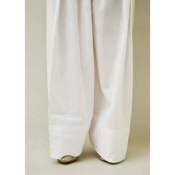 pakistani Farshi Shalwar White Cotton One Size Fits All