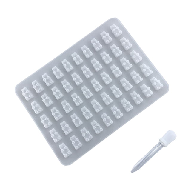 Molde de silicona de 50 piezas para gomitas de oso, molde para hielo, juego de dos piezas